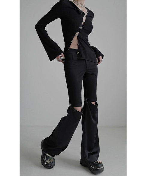Asymmetric Cut-Out Hook Cardigan